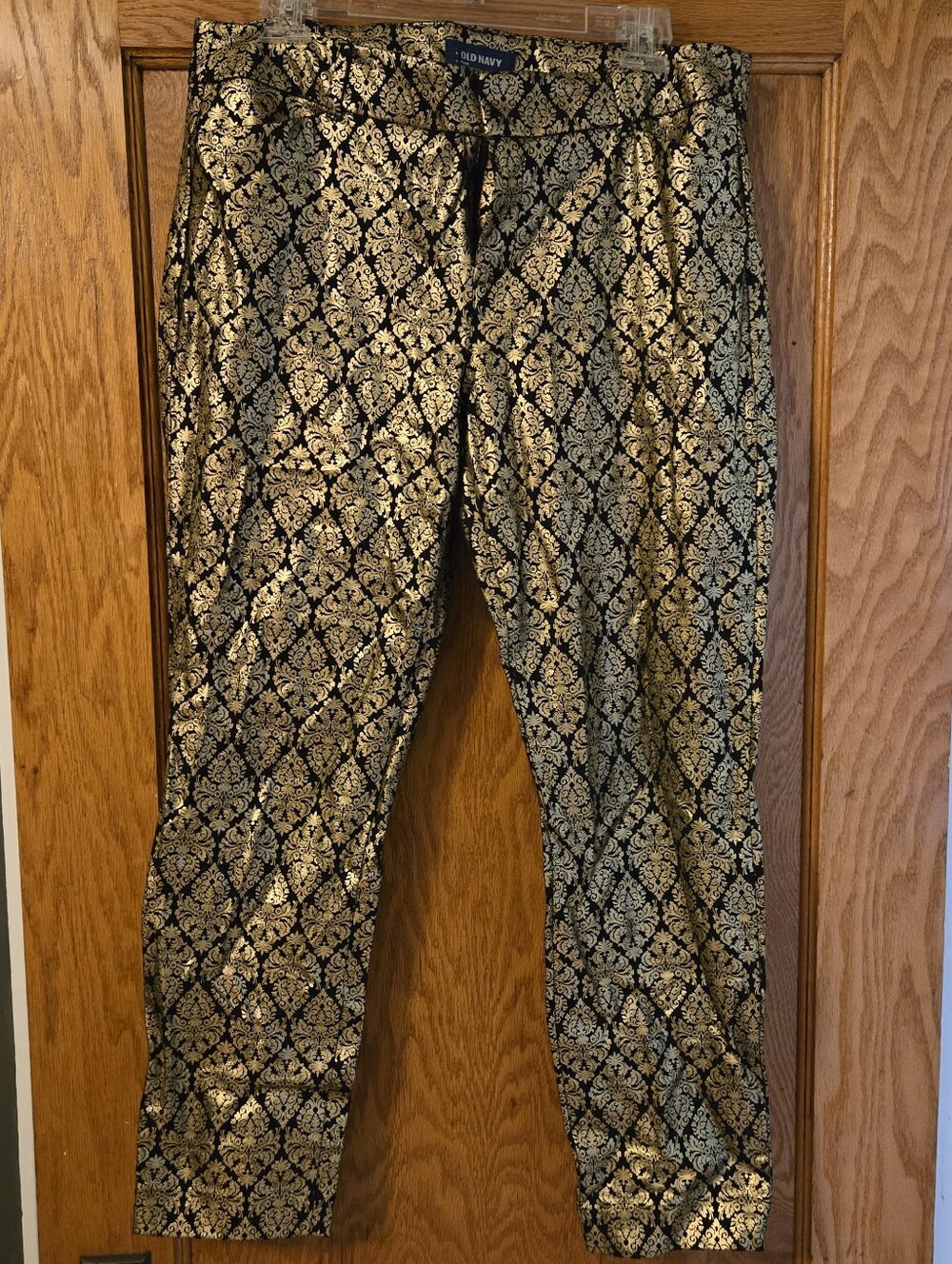 Old Navy Black and Gold Brocade Women's Pixie Pants